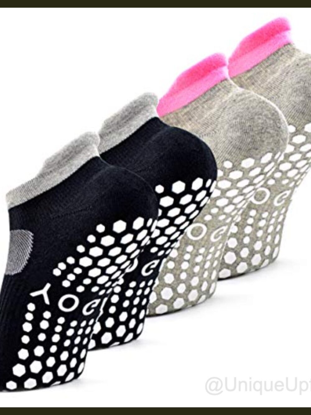 2 Pack Ankle Non Slip Yoga Pilates Grip Socks with Cushion